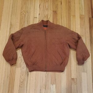 Vintage August Silk Quilted Rust Bomber Jacket